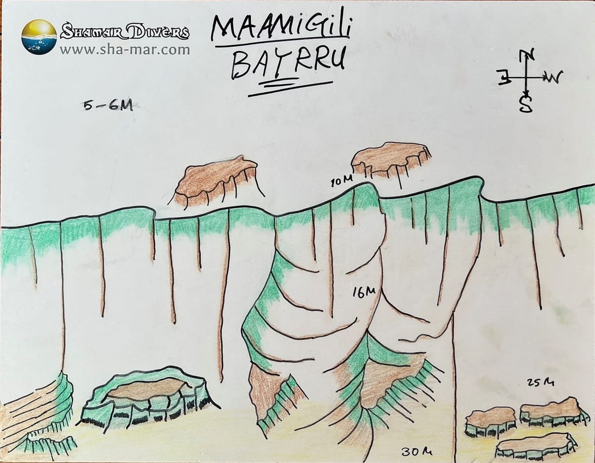 Hand-drawn briefing map of Maamigili Beyru